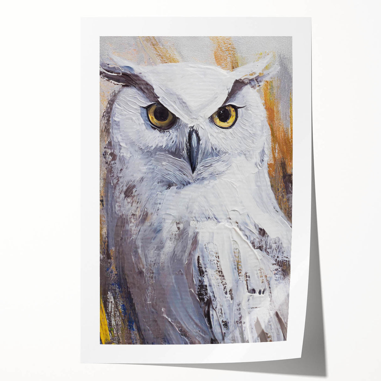 Owl-themed wall art print featuring intricate designs in rich earthy tones, showcasing detailed feathers and expressive eyes, perfect for nature lovers' decor.