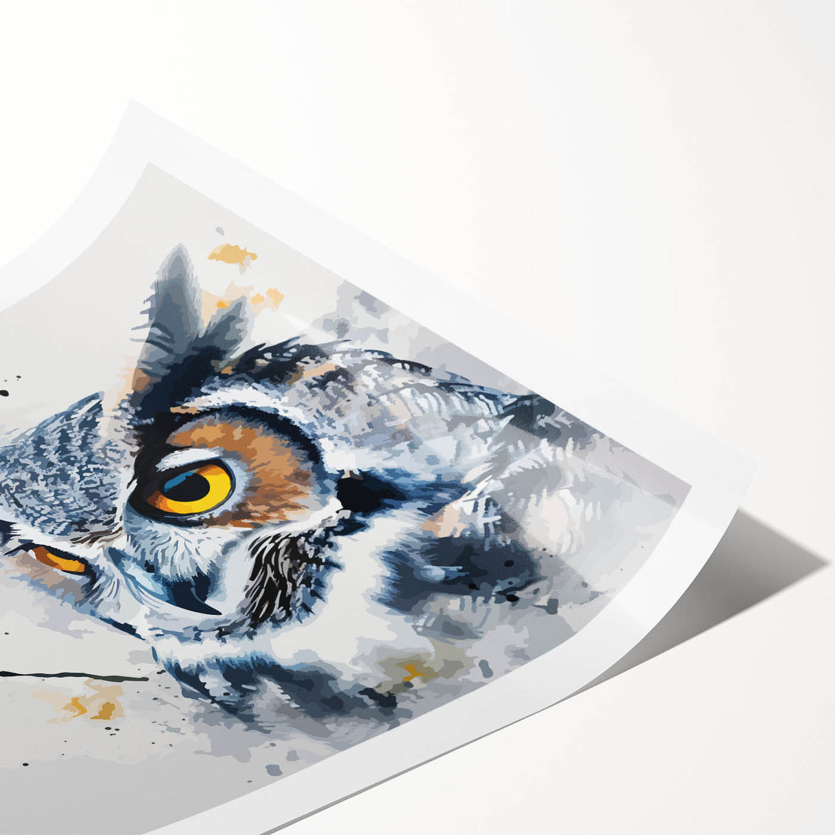 Owl-themed wall art print showcasing intricate designs with vibrant colors, rolled for easy shipping and perfect for home decor. Ideal for nature lovers and art enthusiasts.