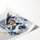 Owl-themed wall art print showcasing intricate designs with vibrant colors, rolled for easy shipping and perfect for home decor. Ideal for nature lovers and art enthusiasts.