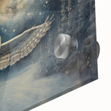 Close-up of a vibrant owl wall art design printed on acrylic glass, showcasing intricate details and rich colors, perfect for enhancing modern home decor.