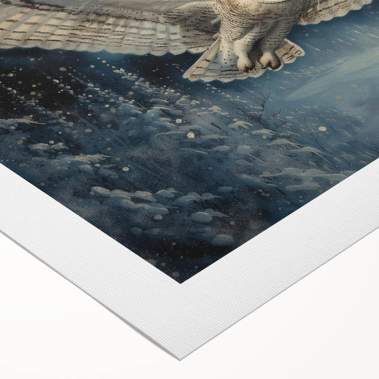 Rolled canvas showcasing a detailed owl design with vibrant colors, perfect for home decor. The artwork features intricate patterns and textures, enhancing its visual appeal.