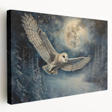 Owl-themed stretched canvas wall art showcasing a vibrant design with intricate details, perfect for enhancing home decor or art collections. Ideal for nature enthusiasts.