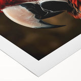 Vibrant rolled canvas wall art featuring a colorful collection of tropical parrots perched among lush green foliage, ideal for enhancing home decor with a lively touch.