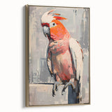 Framed canvas wall art featuring a vibrant design of colorful parrots perched among lush green foliage, showcasing gold accents and a modern aesthetic, perfect for enhancing any living space.