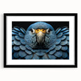 Framed wall art featuring vibrant parrots in a colorful design, showcased in a sleek black frame with a mat, ideal for enhancing home decor and adding a tropical touch.