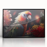 Framed wall art collection showcasing vibrant parrot designs on black acrylic, perfect for adding a tropical touch to home decor. Ideal for bird lovers and art enthusiasts.