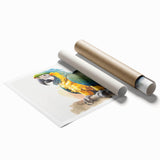 Vibrant wall art print featuring a colorful array of tropical birds and parrots, perfect for enhancing home decor. Ideal for bird lovers and art enthusiasts.