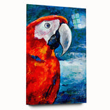Vibrant acrylic glass wall art collection showcasing colorful parrot designs, viewed from the side, featuring vivid hues and intricate details, perfect for bird lovers.