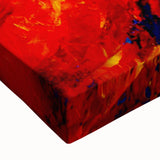 Vibrant close-up of a stretched canvas wall art featuring a colorful parrot design, showcasing intricate details and textures that enhance any room's decor.