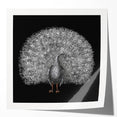 Vibrant peacock wall art design featuring intricate feather patterns in rich blue and green hues. Ideal for adding a touch of elegance to modern decor.