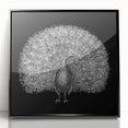 Framed acrylic wall art showcasing a vibrant peacock design, featuring intricate details and bold colors, ideal for home decor enthusiasts and bird lovers.
