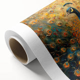 Vibrant rolled canvas showcasing an intricate peacock design, perfect for home decor. Features vivid colors and detailed patterns, ideal for art enthusiasts.