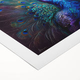 Vibrant rolled canvas featuring a stunning peacock design, showcasing intricate details and rich colors, ideal for home decor and wall art enthusiasts.