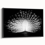 Framed wall art collection featuring a vibrant peacock design on canvas, showcasing rich colors and intricate details, set against a sleek black frame. Perfect for enhancing modern decor.
