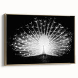 Framed wall art featuring an elegant peacock design in vibrant colors, set against a gold background, showcasing intricate details and luxurious aesthetics. This piece adds a touch of sophistication and nature-inspired beauty to home decor.