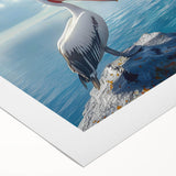 Rolled canvas artwork showcasing a vibrant pelican design, featuring bright colors and intricate details, perfect for enhancing any wall decor with a coastal theme.