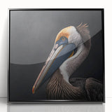 Framed acrylic wall art featuring a stunning pelican design, showcasing vibrant colors and intricate details, perfect for enhancing modern home decor.