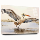 Pelican design wall art collection displayed in acrylic glass, showcasing vibrant colors and intricate details, perfect for modern home decor and nature lovers.