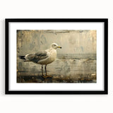 Framed wall art featuring a collection of sea birds in black and white design, elegantly matted, showcasing a stylish home decor accent for bird lovers.
