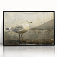 Framed wall art featuring a stunning collection of sea birds in vibrant colors against a black background, ideal for coastal home decor. The acrylic frame adds a sleek finish.