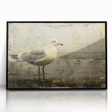 Framed wall art featuring a stunning collection of sea birds in vibrant colors against a black background, ideal for coastal home decor. The acrylic frame adds a sleek finish.
