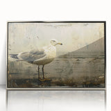 Framed wall art featuring a collection of sea birds in elegant design, showcasing intricate details and vibrant colors, set in a sleek silver-acrylic frame.