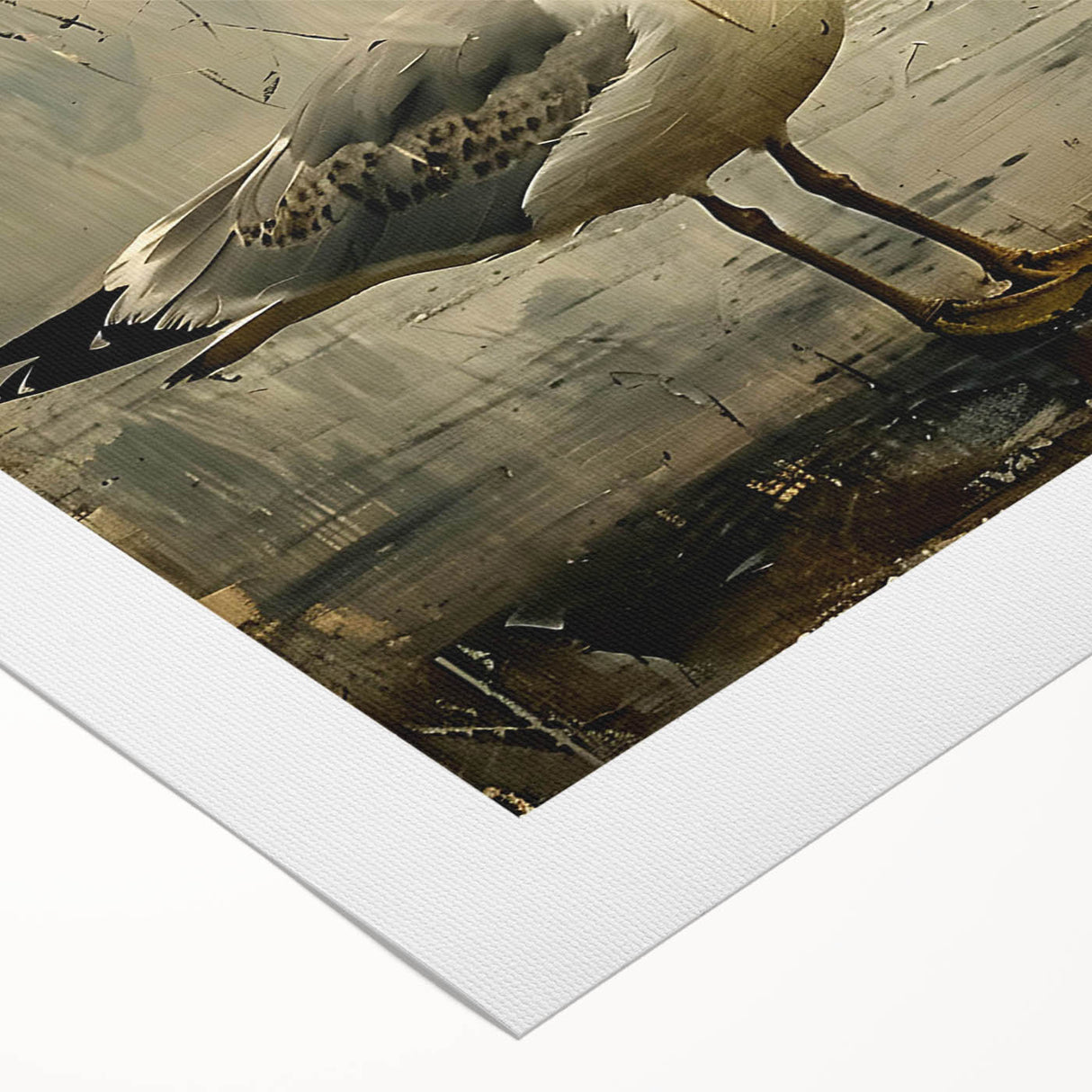 Rolled canvas art showcasing a vibrant sea birds design in shades of blue and green, ideal for coastal decor. Perfectly packaged in a protective cardboard tube.