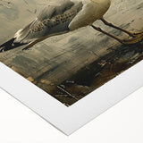 Rolled canvas art showcasing a vibrant sea birds design in shades of blue and green, ideal for coastal decor. Perfectly packaged in a protective cardboard tube.