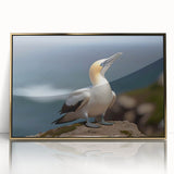 Framed wall art collection showcasing a vibrant design of sea birds in flight, featuring gold-accented acrylic front, perfect for coastal-themed decor.