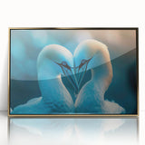 Framed wall art collection showcasing a vibrant design of various sea birds, featuring a gold acrylic front and a sleek modern frame, perfect for coastal decor.
