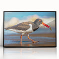 Framed wall art featuring a collection of shorebirds in an elegant design with a black frame, ideal for coastal-themed decor and nature lovers.
