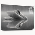 Elegant acrylic wall art showcasing a swan design, displayed from a side view with visible pins for mounting. Perfect for enhancing modern interior decor.