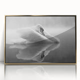 Framed wall art featuring elegant swan design in gold and white hues, set in an acrylic frame, ideal for modern home decor accents.