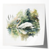 Elegant wall art showcasing a graceful swan design, printed on glossy canvas with vibrant colors. Ideal for enhancing home decor in living rooms or offices.