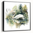 Framed canvas wall art featuring a serene swan design on a black background, showcasing elegant details and intricate textures, perfect for home decor enhancement.