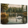 Elegant acrylic wall art featuring a side view of swans, showcasing a serene design with intricate details and vibrant colors, ideal for home decor enhancement.