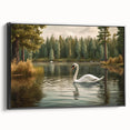 Framed canvas wall art featuring a serene black swan design, showcasing elegant details against a minimalist background, perfect for modern home decor accents.