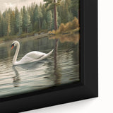Framed canvas wall art featuring a close-up design of elegant swans with vibrant colors, perfect for enhancing home decor and adding a touch of nature's beauty.