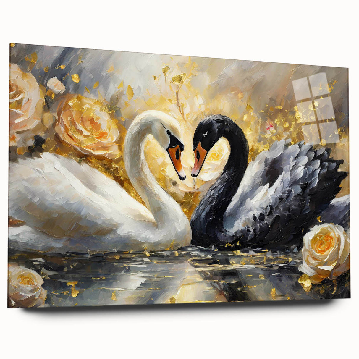 Elegant acrylic wall art collection showcasing a side view of a swan design, perfect for home decor. Features vibrant colors and smooth finish, enhancing any space.