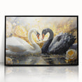 Framed wall art featuring a serene swan design in a black acrylic frame, showcasing intricate details and elegant colors, perfect for home decor enthusiasts.