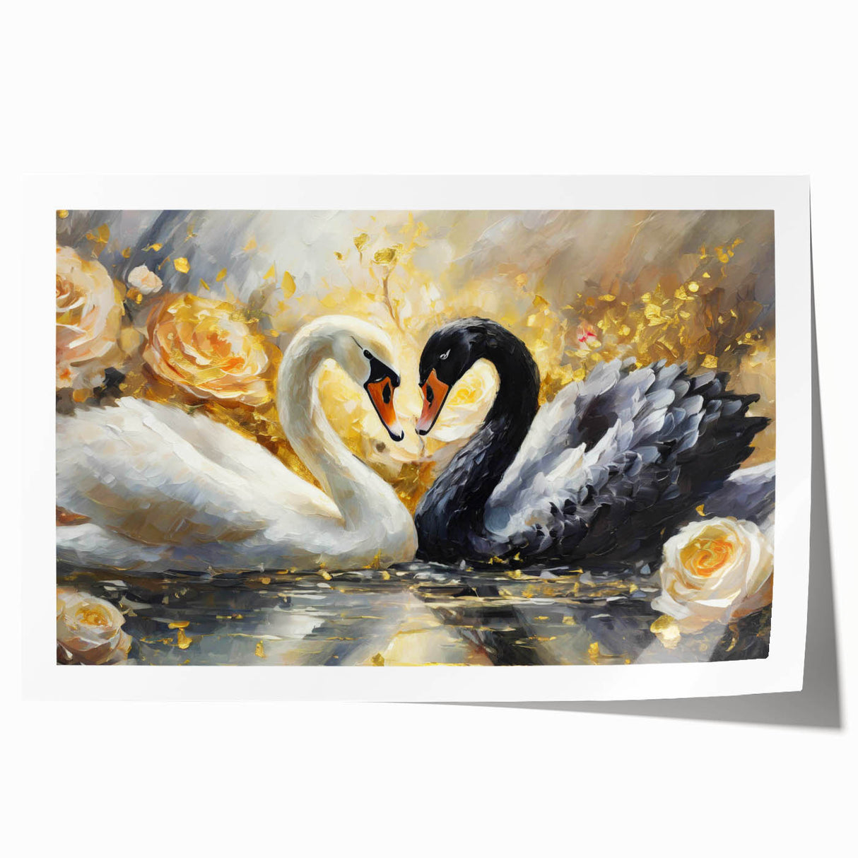 Elegant rolled print showcasing a serene swan design in soft pastel colors, ideal for home decor. Perfect for adding a touch of nature to any space.