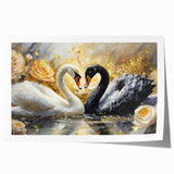 Elegant rolled print showcasing a serene swan design in soft pastel colors, ideal for home decor. Perfect for adding a touch of nature to any space.