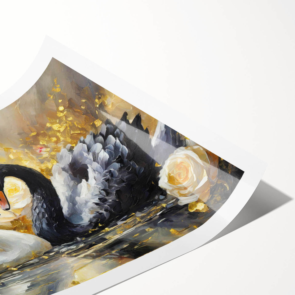 Elegant swan wall art print showcasing intricate details and soft colors, ideal for home decor. Perfect for enhancing living spaces with nature-inspired beauty.