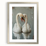 Elegant wall art collection featuring a silver-framed swan design with a mat, showcasing intricate details and a modern aesthetic, perfect for enhancing any decor.