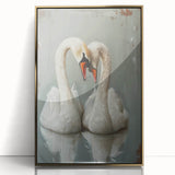 Framed wall art featuring a graceful swan design in gold accents, showcasing intricate details and a sleek acrylic finish, perfect for modern decor.
