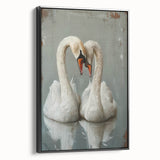 Framed wall art collection featuring a serene swan design on canvas, showcasing elegant black hues and a modern aesthetic, perfect for home decor.