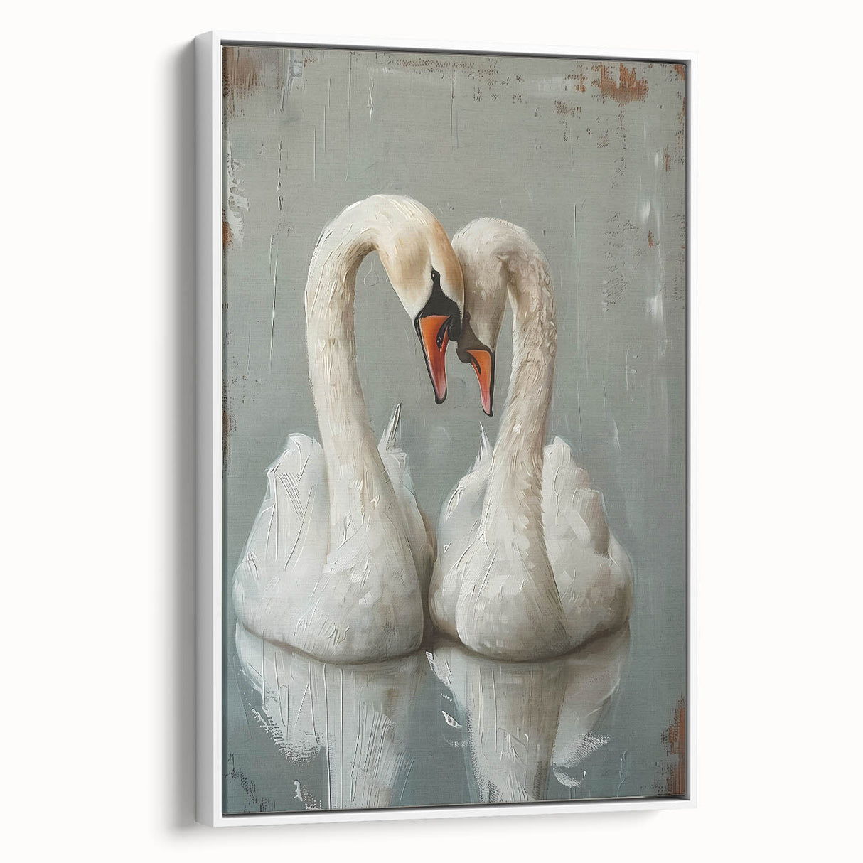 Framed wall art collection showcasing a serene swan design on a white background, highlighting elegant brush strokes and soft colors, perfect for modern decor.