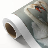 Elegant rolled canvas art featuring a serene swan design, showcasing soft pastel colors and intricate details, perfect for enhancing home decor aesthetics. The artwork captures the grace of swans in a tranquil setting, ideal for nature lovers and art enthusiasts.
