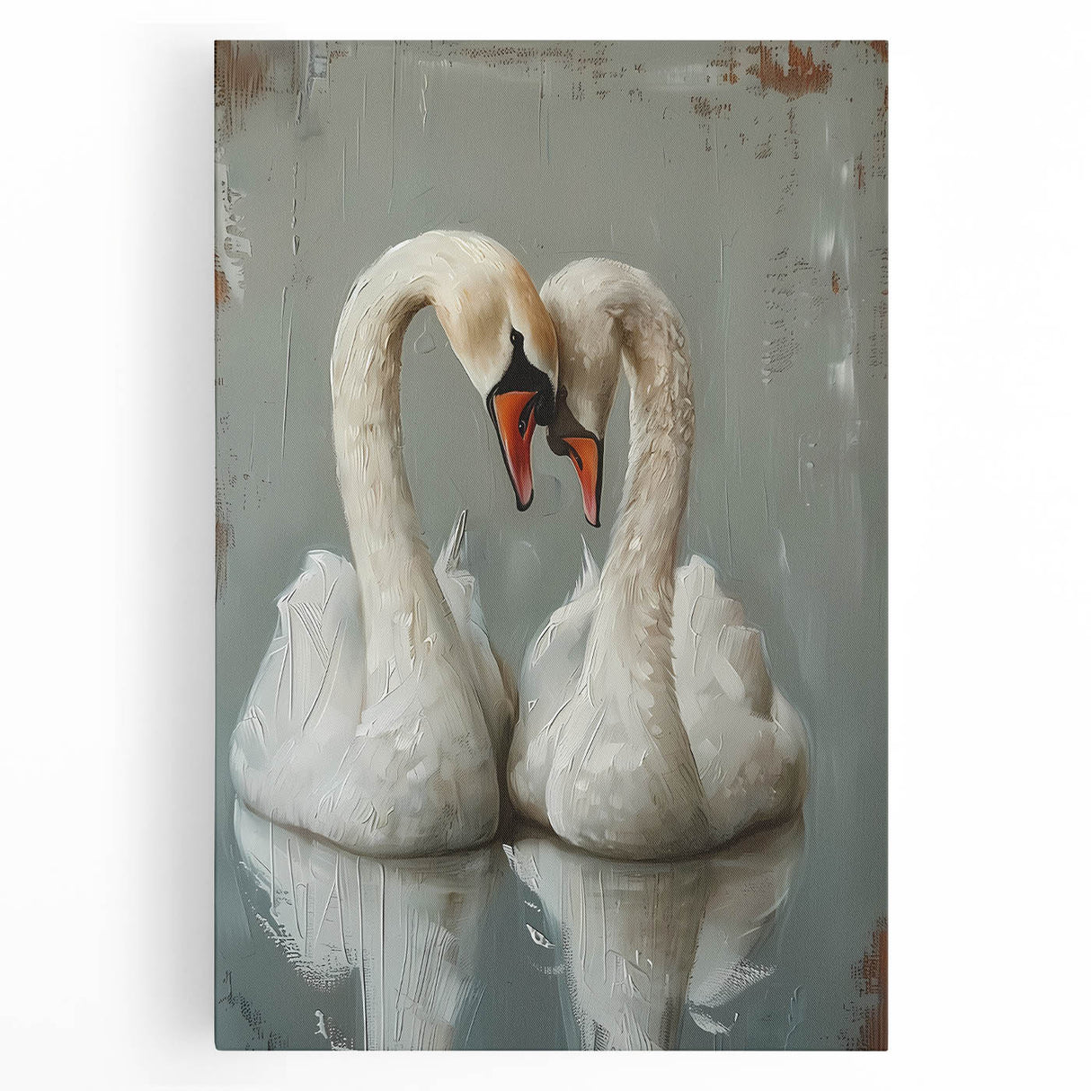 Elegant wall art featuring a serene swan design on stretched canvas, showcasing soft pastel colors and intricate details, ideal for home decor enhancement.