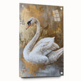 Elegant wall art collection showcasing a side view of a swan design printed on acrylic glass, highlighted by decorative pins, perfect for modern decor.